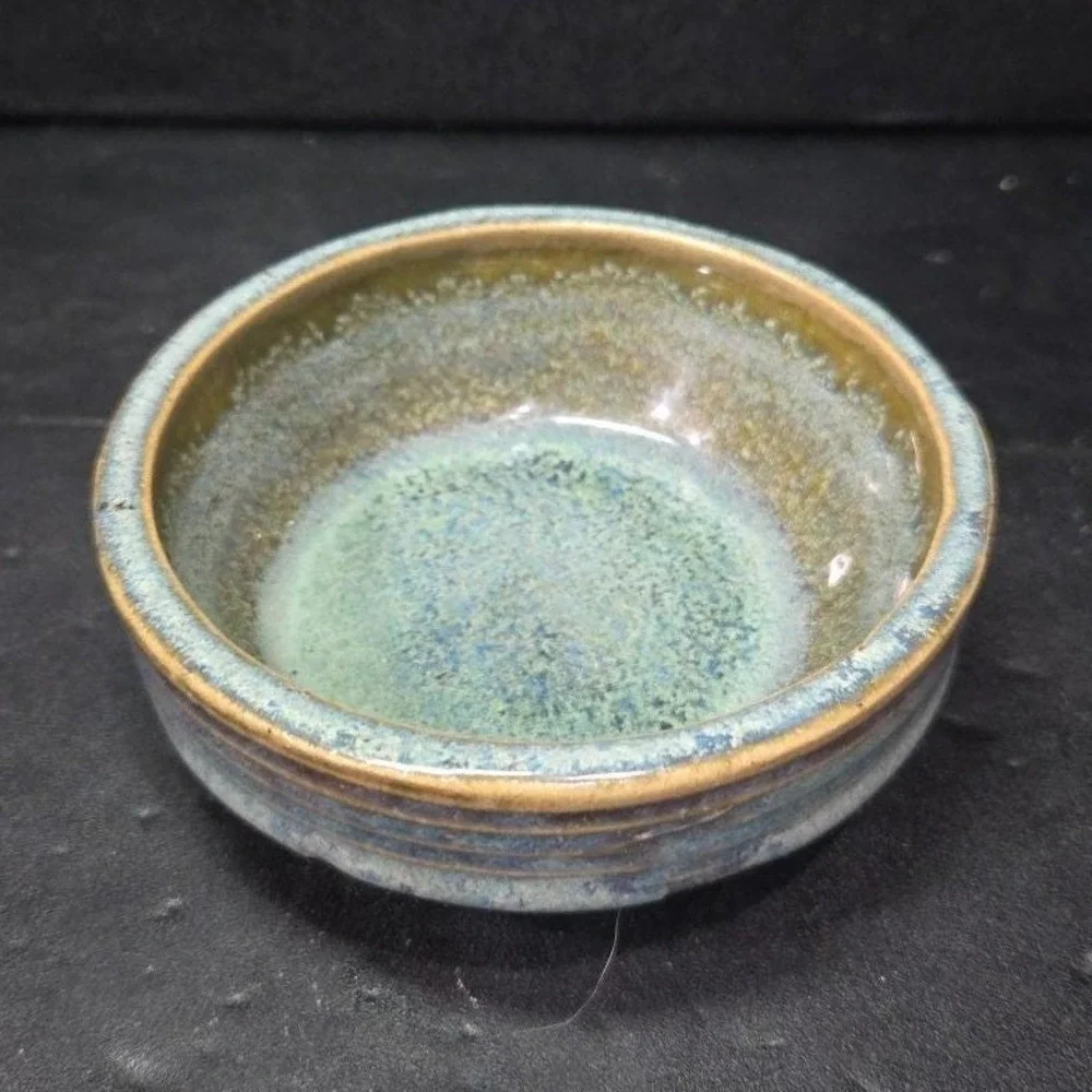 Zanesville Stoneware Blue Homespun Bowl #8004, Vintage Stoneage Modern Pottery‎